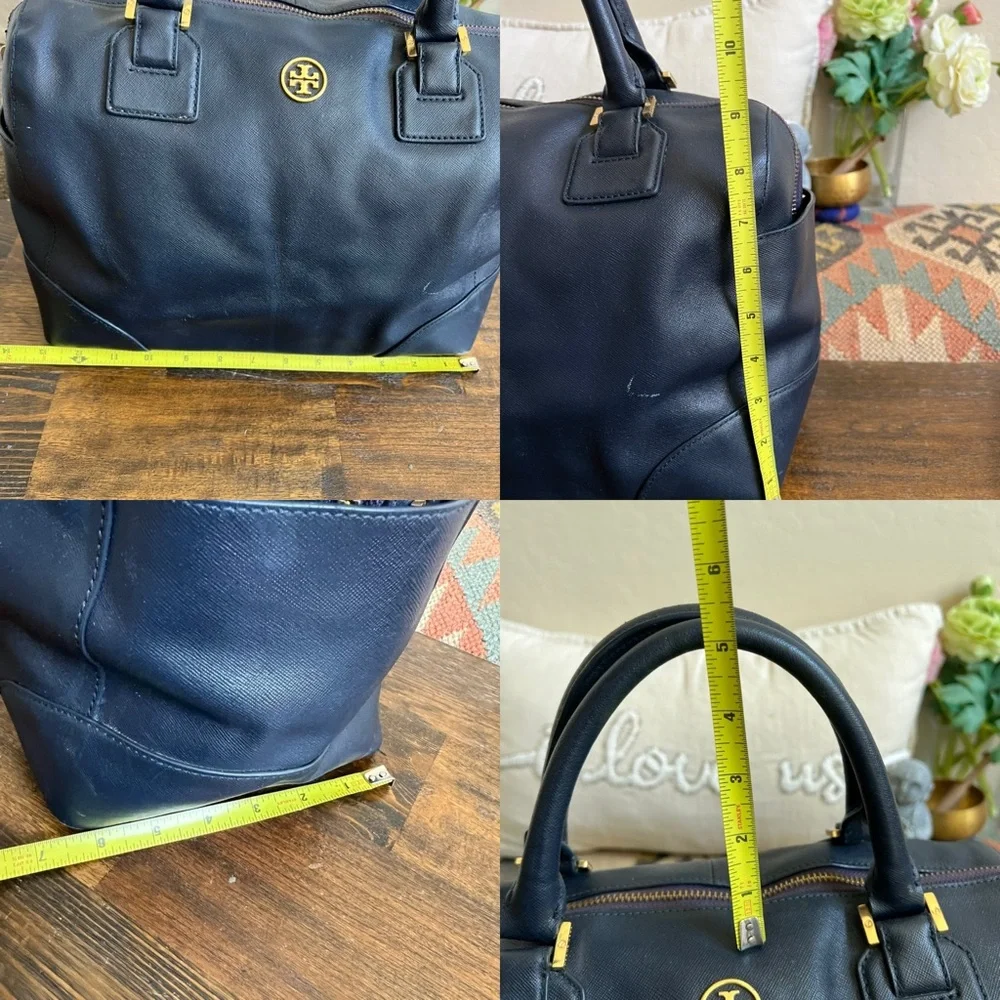 Tory Burch $698 Robinson Bowley Satchel Navy Saffiano Leather (No Long Strap)